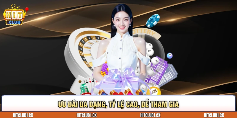 Ưu đãi đa dạng, tỷ lệ cao, dễ tham gia