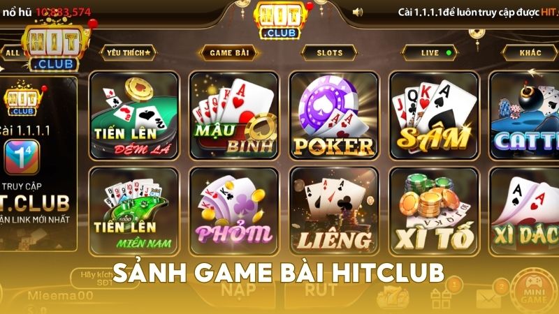 Sảnh game bài truyền thống tại Hit Club
